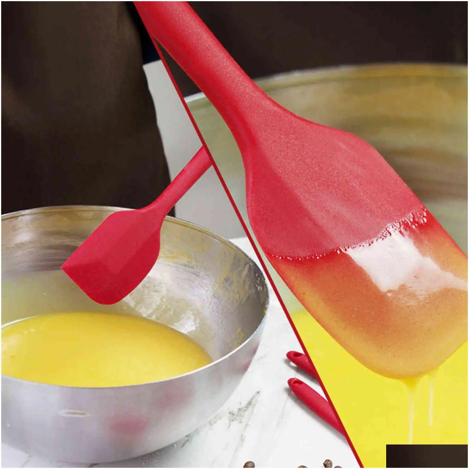 6pcs spatula sets bpa silicone scrapers spoon non-stick silica cake bbq heat resistant cooking utensils baking tools 211110
