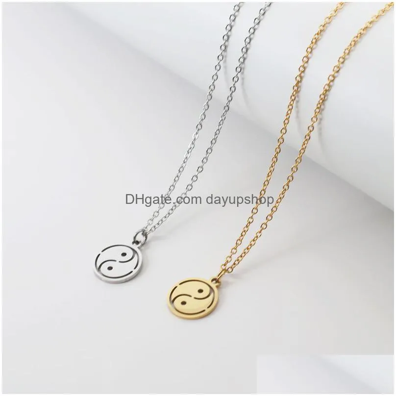 wholesale stainless steel necklace yingyang pendant necklaces for women men gift fashion jewelry collar new inpsiration jewellery