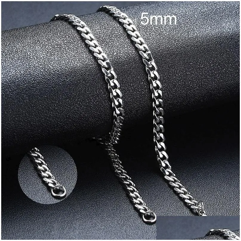 cuban chain necklace for men women basic punk stainless steel curb link chain chokers vintage gold tone solid metal collar