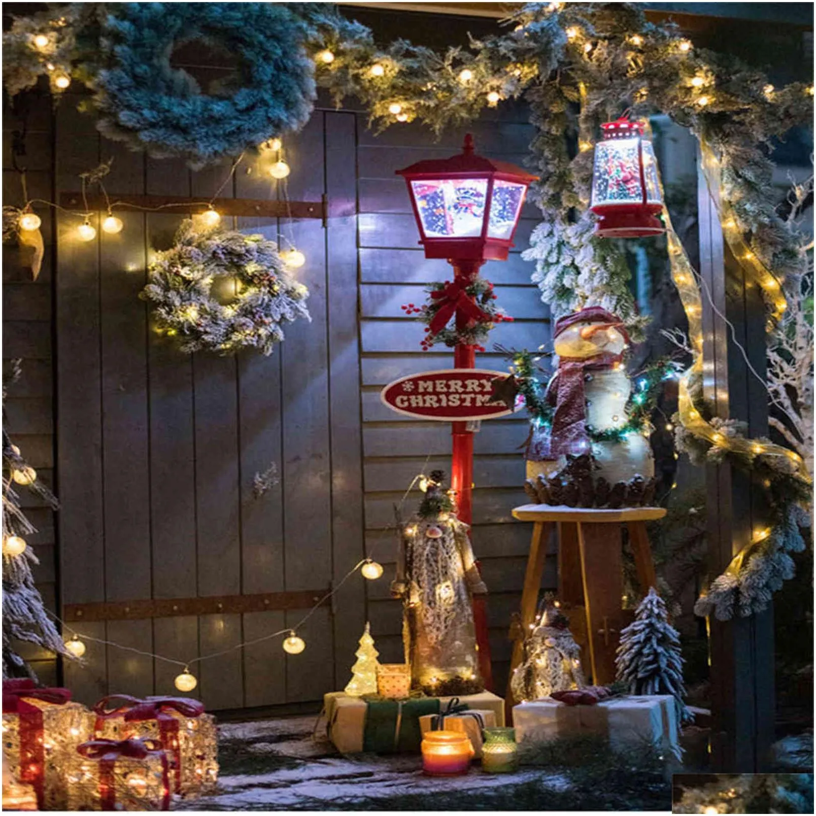 christmas electric snow music street lights iron christmas decoration metal snow street lights emitting xmas outdoor ornaments 211109