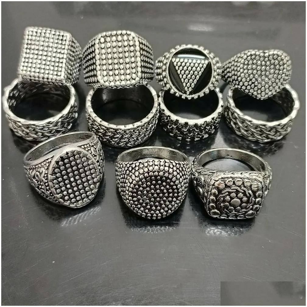 wholesale 30pcs styles top mix rings jewelry men women party favor biker rings jewelry alloy silver plate