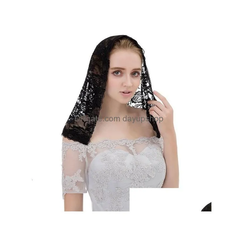 hijabs white ivory black bridal wedding veil lace edge one layer muslim wedding accessorie long bridal veils voile mariage 230509