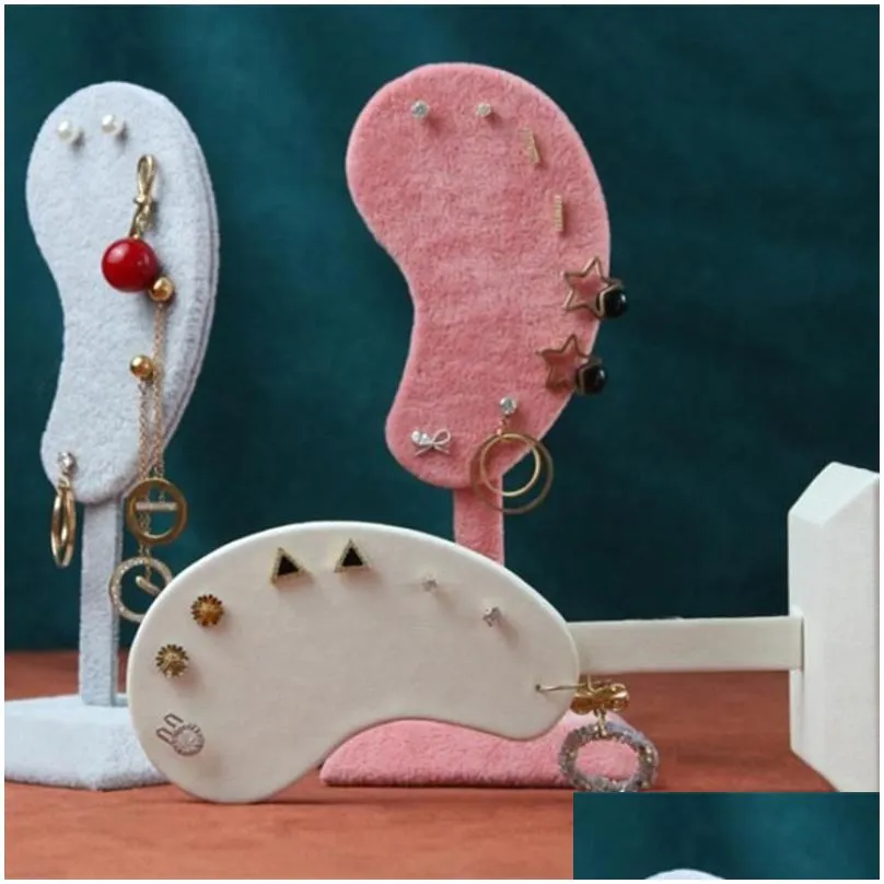 Jewelry Pouches Bags Fashion Ear Shape Earring Display Stand Hanging Storage Clip Stud Rack Necklace Bracelet Organizer Microfiber