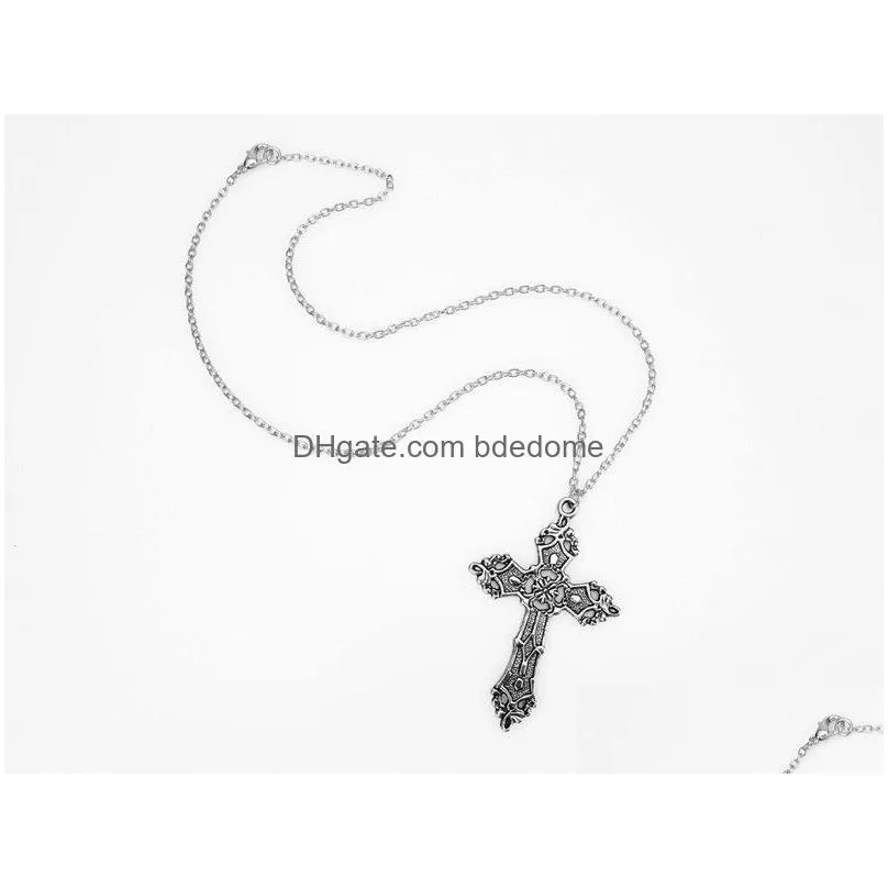 fashion vintage cross pendant necklaces for women men gift punk gothic hip hop jewelry choker wholesale