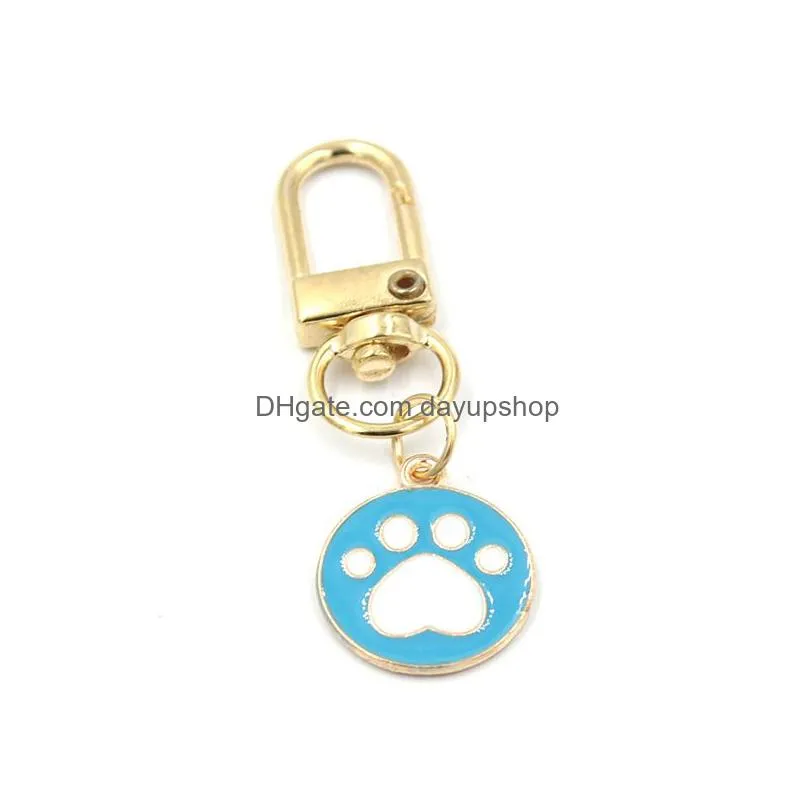 wholesale dog paw print pendant keychain fashion key rings zipper pull charm planner charms accessories hangbag hanging pendants keyring for women