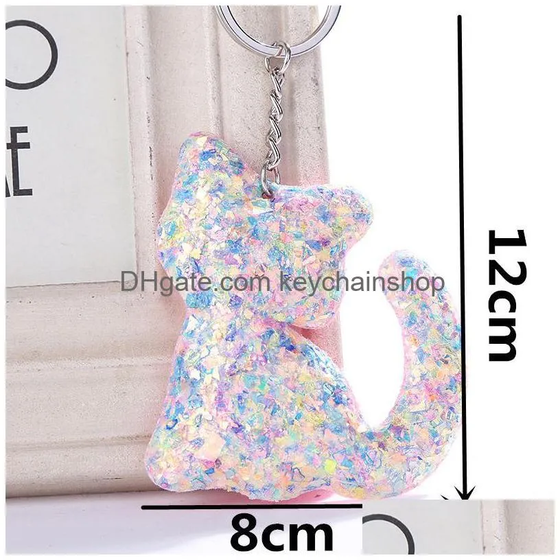 cute car keychains for women men glitter sequins key ring holder fashion key chains charm bag accessories jewelry