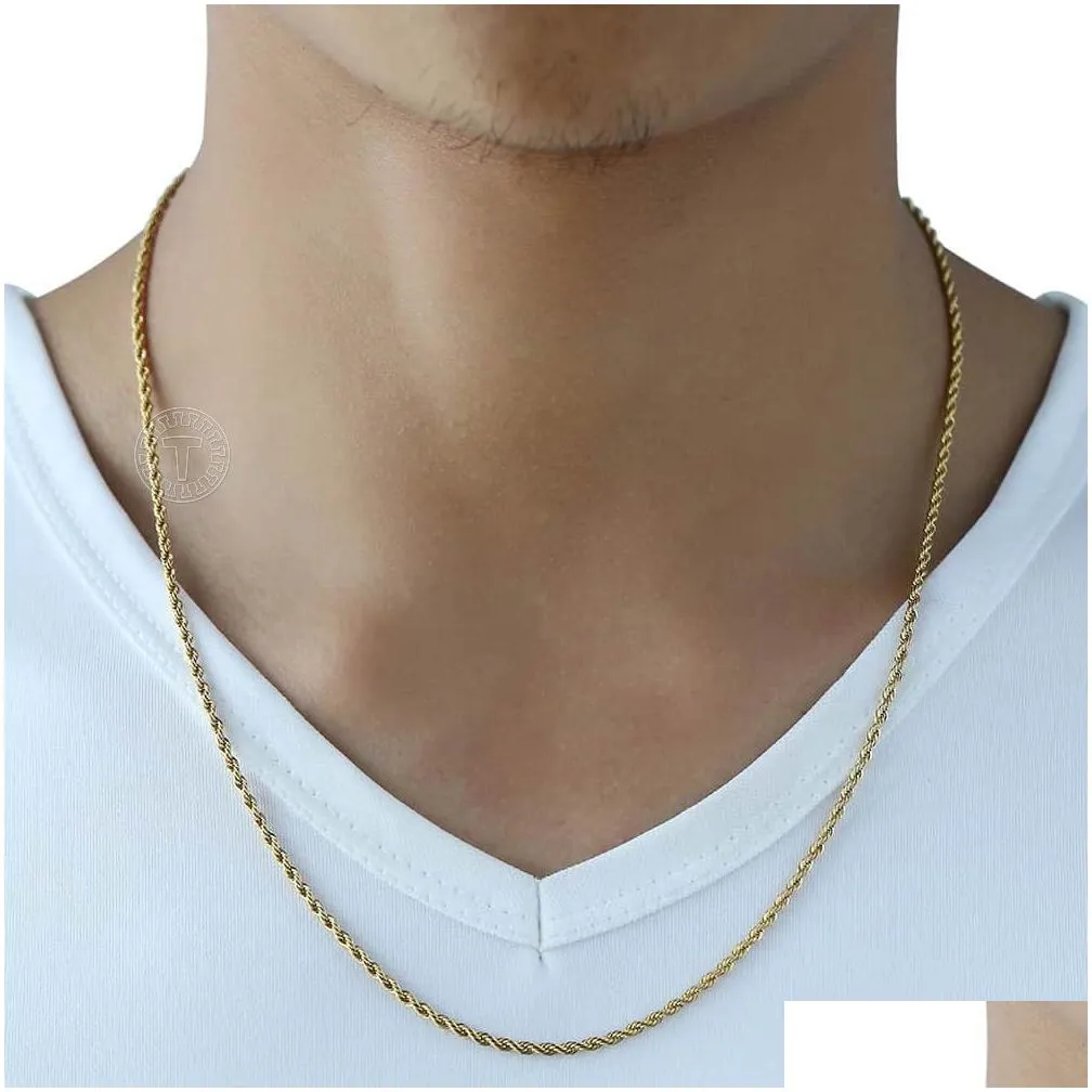 gold chain for men women wheat figaro rope cuban link chain gold filled stainless steel necklaces male jewelry gift wholesale