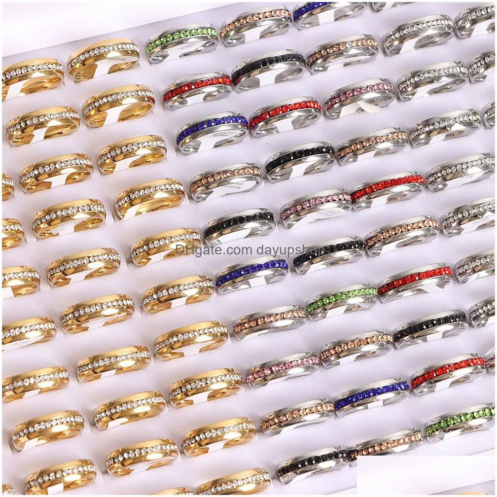 wedding rings 30pcs/lot classic female stainless steel rings for wedding engagement anniversary jewelry accessories party gifts 230831