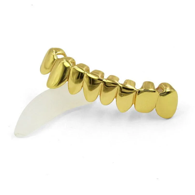 3 colors hip hop gold grillz caps shaped teeth grills lower bottom perm cut real grill teeth grillz with silicone