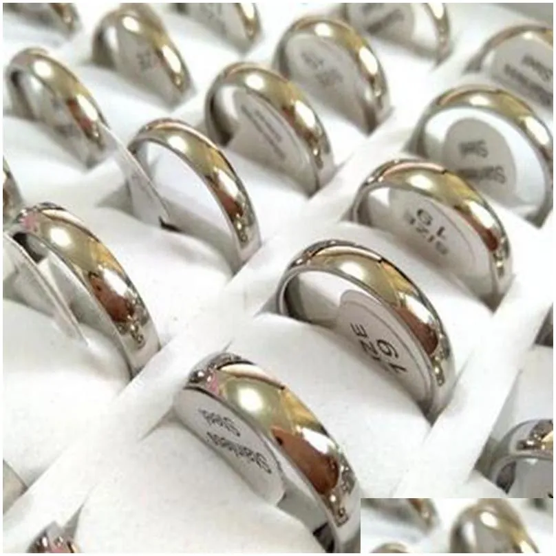 300 4mm band classic stainless steel rings 16 17 18 mm