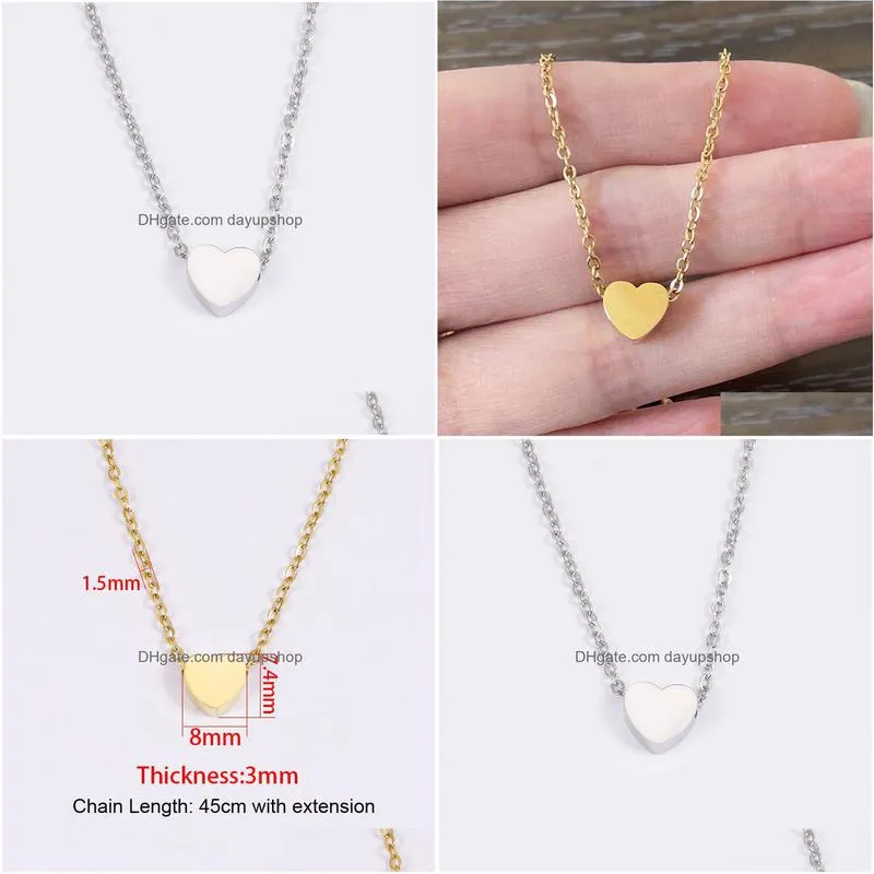 wholesale stainless steel tiny heart necklace women fashion chain necklaces for birthday gifts trendy female choker jewelry collar