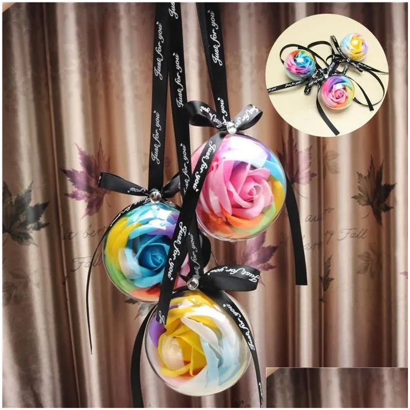 Car Pendant Everlasting Rose Hanging Ornaments Automobiles Rearview Mirror Suspension Soap Flower Decoration Car Accessories