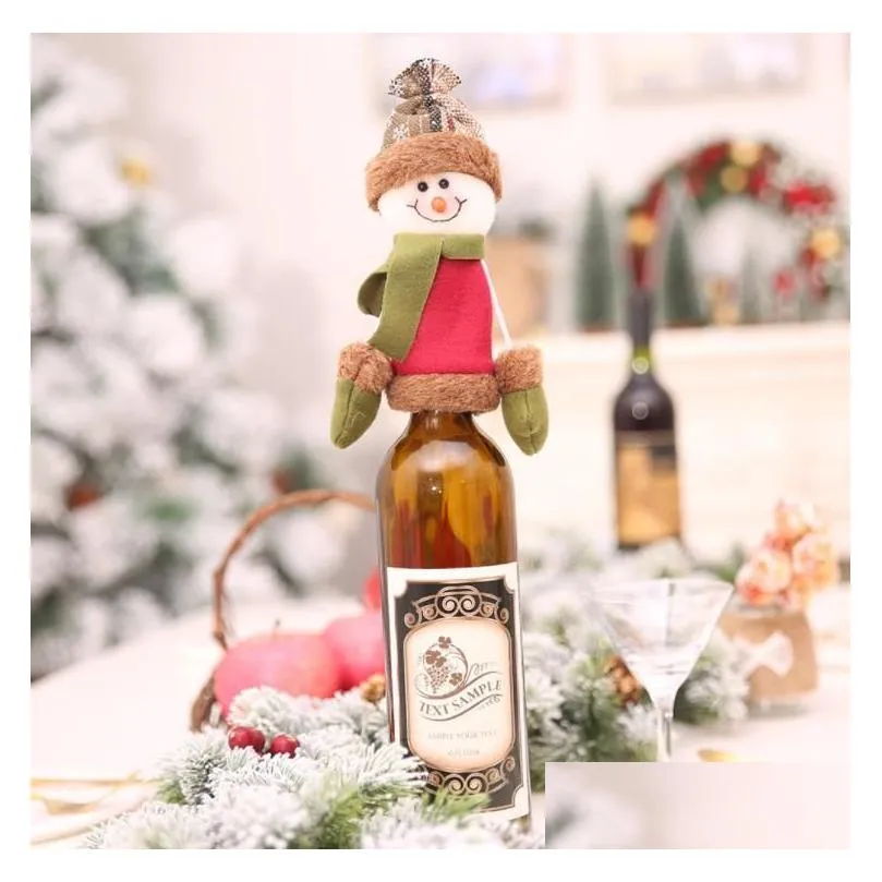 christmas wine bottle cap set cover christmas decorations hanging ornaments hat xmas dinner party home table decoration supplies