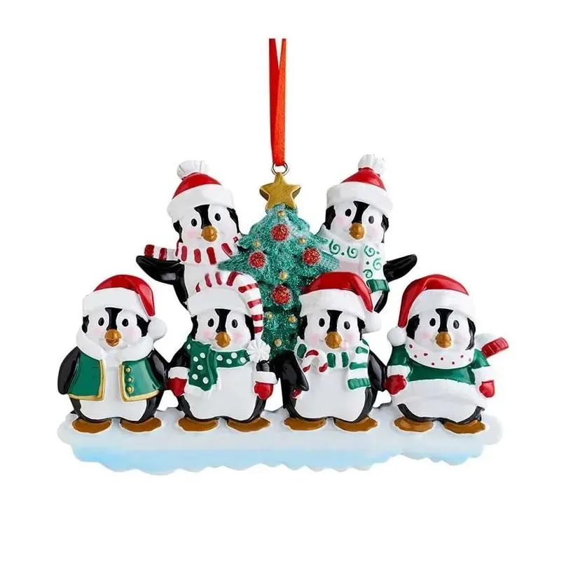 christmas family penguin ornament resin personalized home xmas tree decoration christmas room decor 