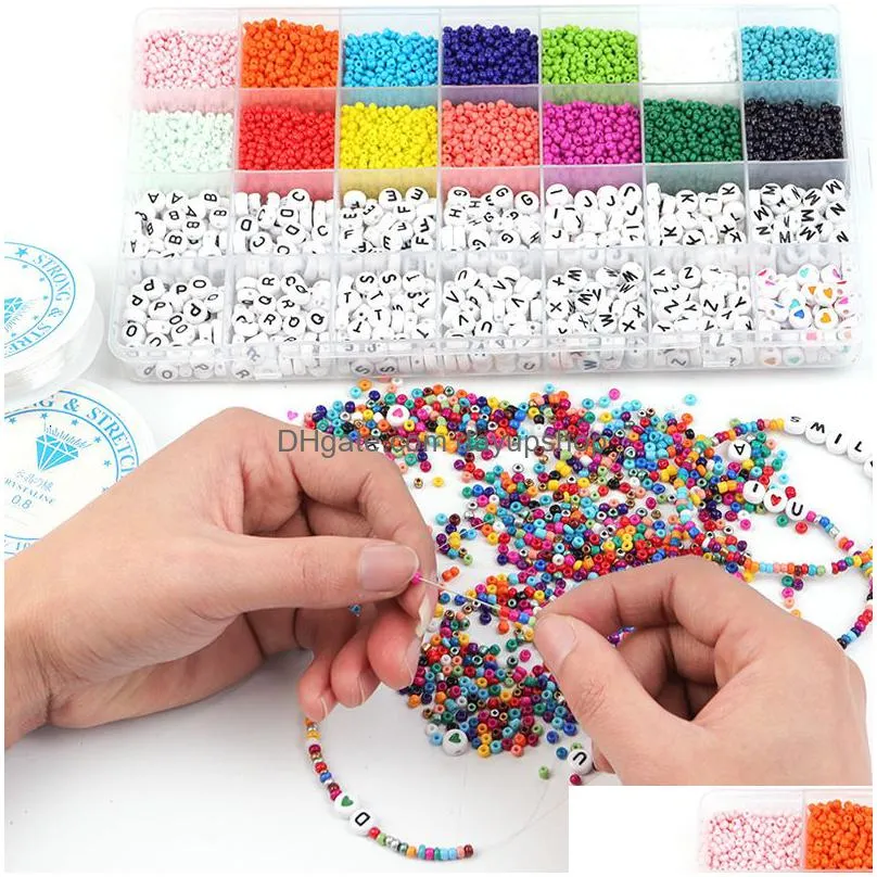 acrylic plastic lucite letter glass seed bead set polymer clay alphabet bead kit soft pottery bead gift box for bracelet jewelry making diy accessories