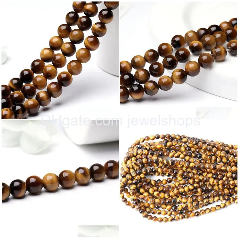 natural tiger eye stone round loose beads 4-12 mm for earring bracelet and necklace diy jewelry making for men women