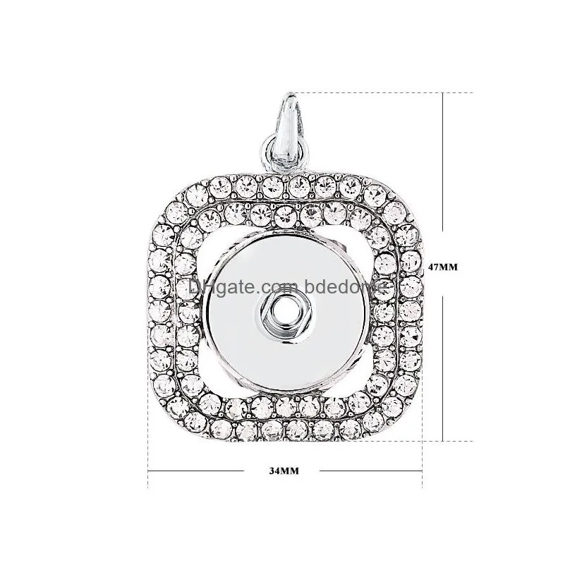 new fashion jewelry noossa snap button necklace two layer squares full cz diamond crystal pendant necklaces for sale