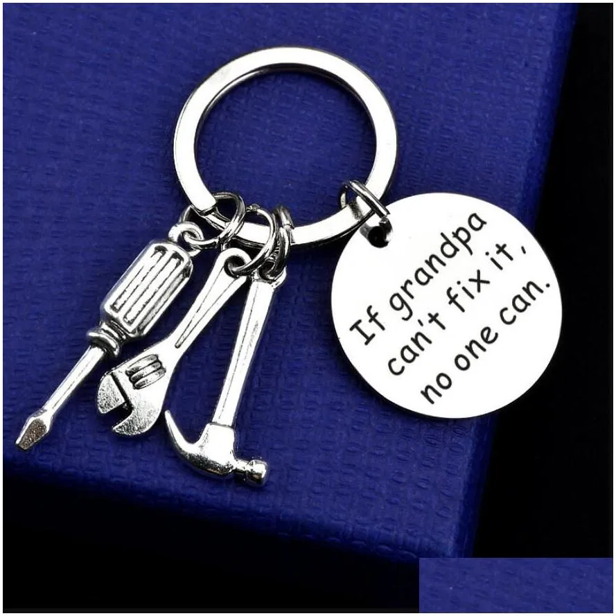 Mini Tools Pendant Key Chain Dad Papa Grandpa Key Holder Hammer Screwdriver Wrench Keychain For Men Father`s Day Gifts