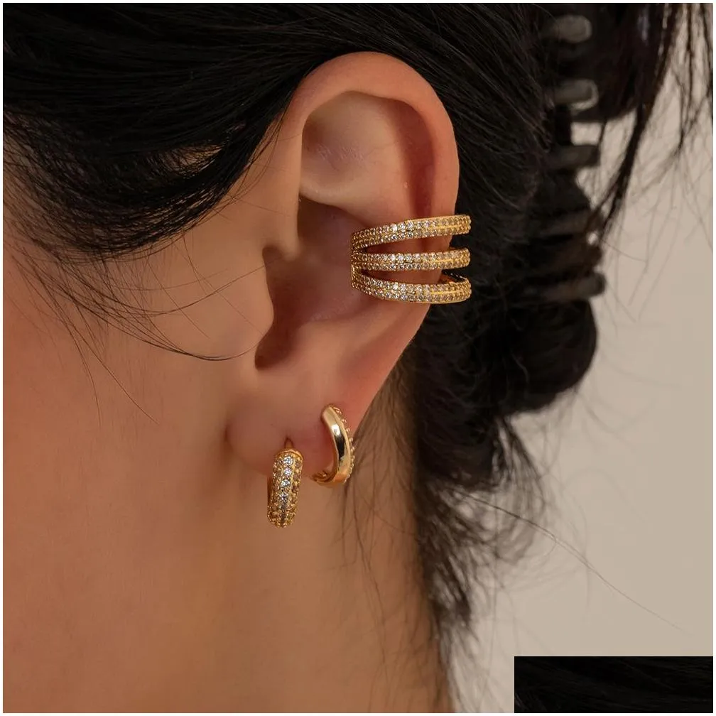 3 pairs/set punk geometric big small hoop earrings for women men gold color metal chain circle huggie earrings