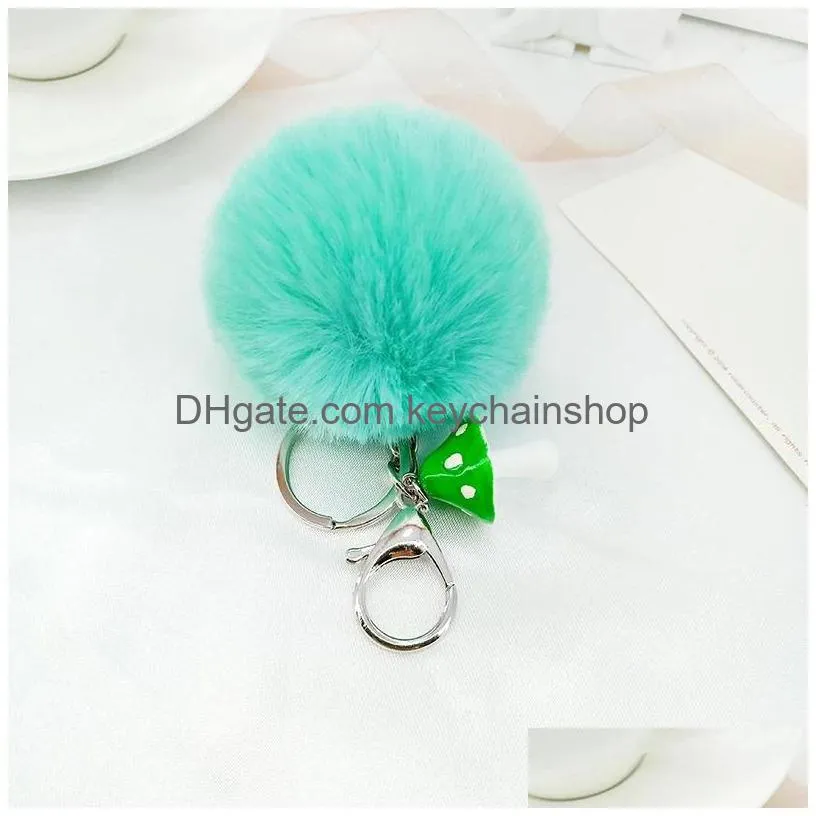 creative resin hair ball key rings creative small gift color mini mushroom hair ball key ring pendant