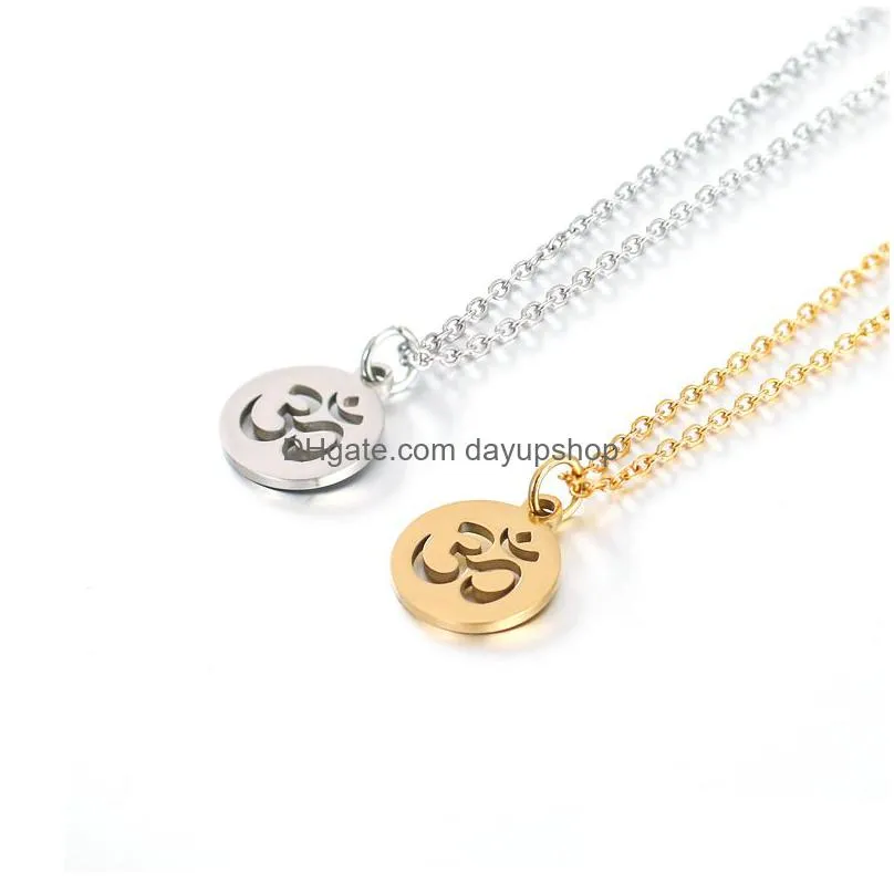 wholesale stainless steel yoga necklace buddha hamsa hand pendant necklaces for women gift fashion jewelry collar new