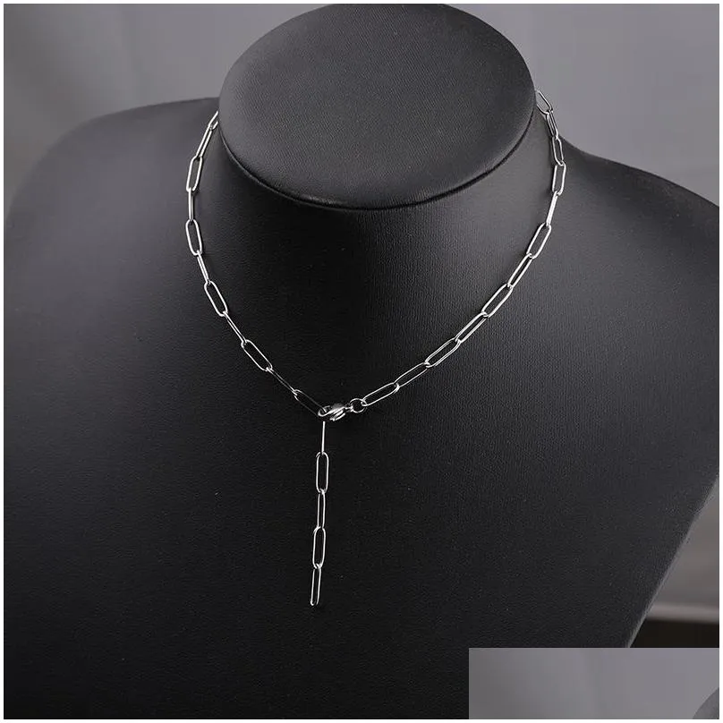 fashion stainless steel necklace long clavicle chain choker necklaces for women men boho diy jewelry gift collar hombres
