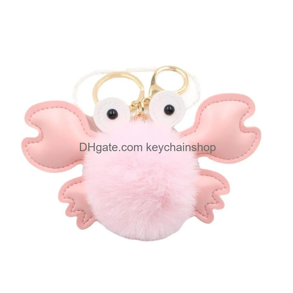 12 colour crab keychain hairball bag small pendant keyring schoolbag accessories purse pendant activity gift