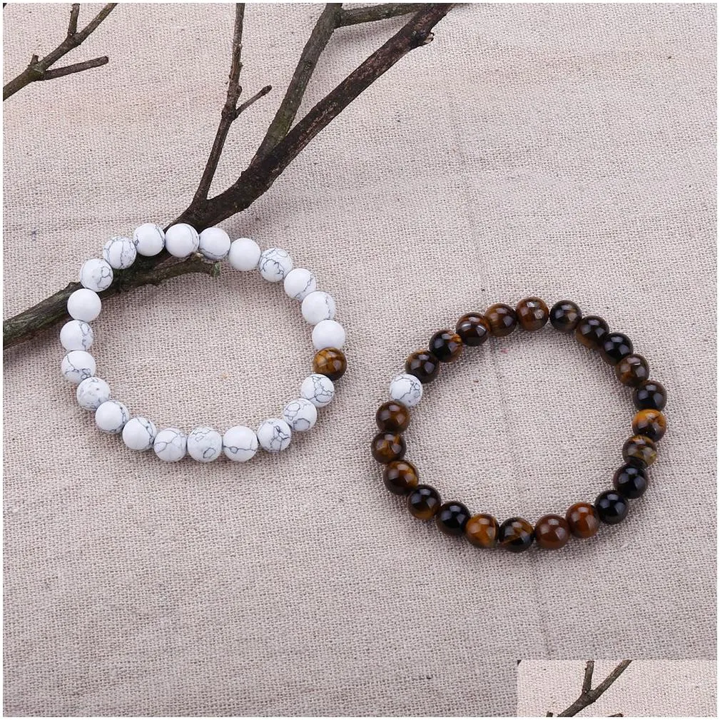 fashion natural stone strands bracelet for lovers distance magnet couple bracelets yoga friendship valentine jewelry gifts