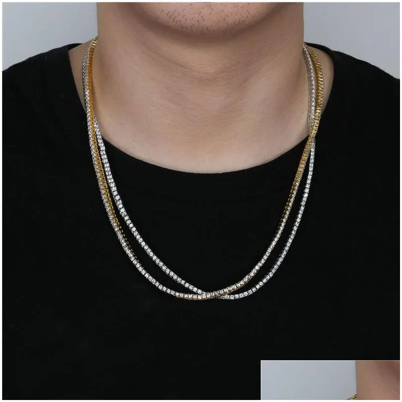 3 5mm Iced Out Tennis Necklaces AAA Cubic Zirconia Copper Diamond Designer 1 Row Fashion Hip Hop Jewelry for Men Women 18K Gold Silver Couples Love Bling Chains