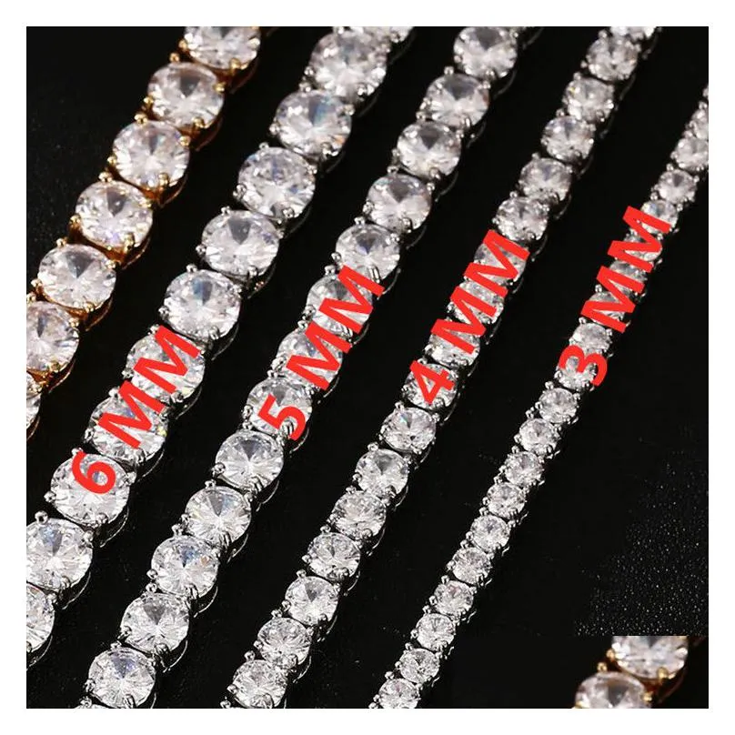 6mm 5mm 4mm 3mm tennis bracelet cz triple lock hip hop jewelry 1 row luxury men bracelets