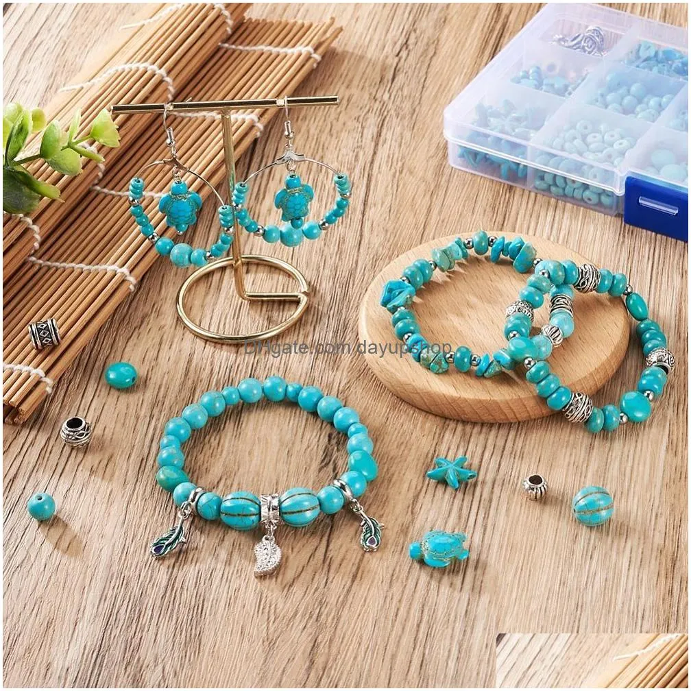 acrylic plastic lucite diy jewelry making kit synthetic turquoise beads starfish feather tortoise shape alloy european beads charms for diy bracelet