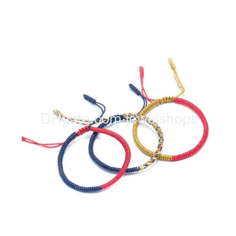 multi-colors buddhism vajrayana knot adjustable bracelet handmade cotton rope lucky knots tibetan bracelets for man and woman