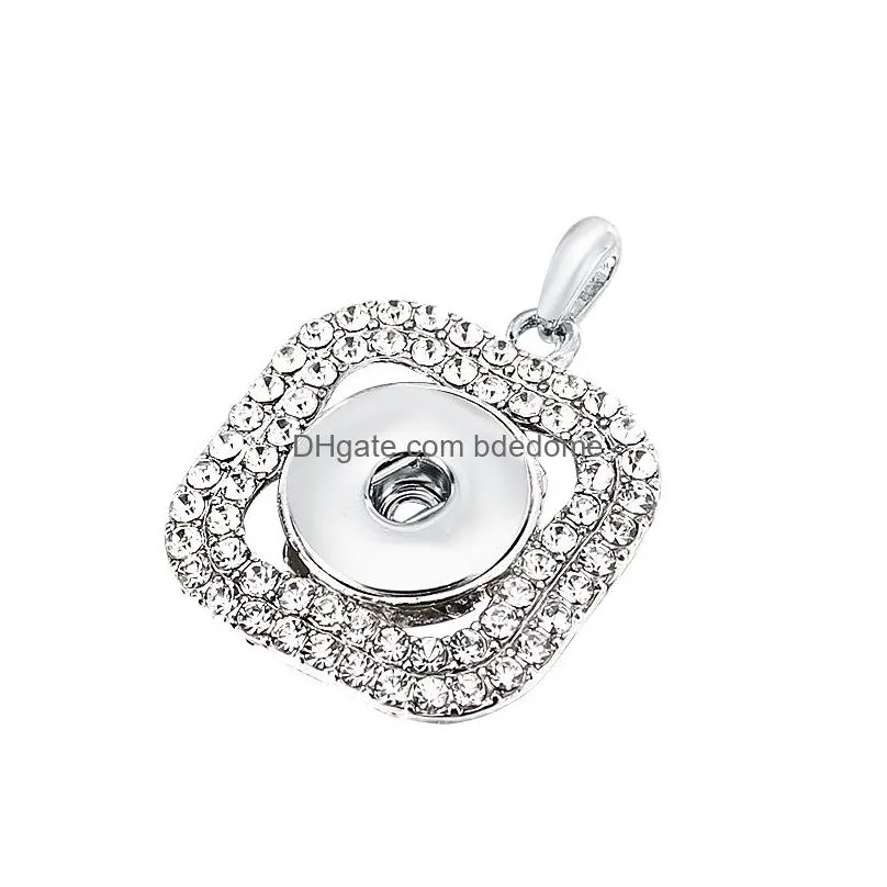 new fashion jewelry noossa snap button necklace two layer squares full cz diamond crystal pendant necklaces for sale