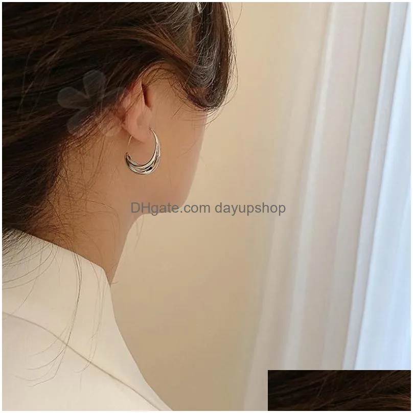 hoop & huggie gold chic water drop shaped earrings women`s chunky hoops geometrical brass minimalist wedding party jewelryhoop