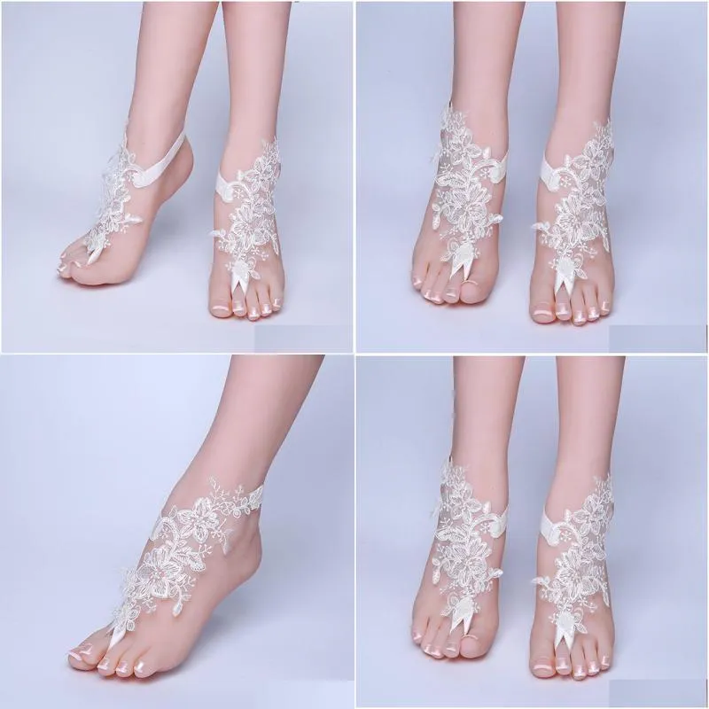 anklets foot chain lace ankle bracelet bride beach wedding barefoot sandals women`s blue 230512