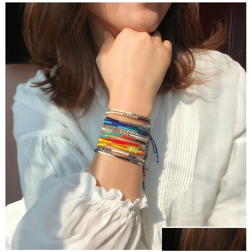 handmade bohemian friendship bracelets ethnic colorful seed bead charm bracelet for women beach party gift