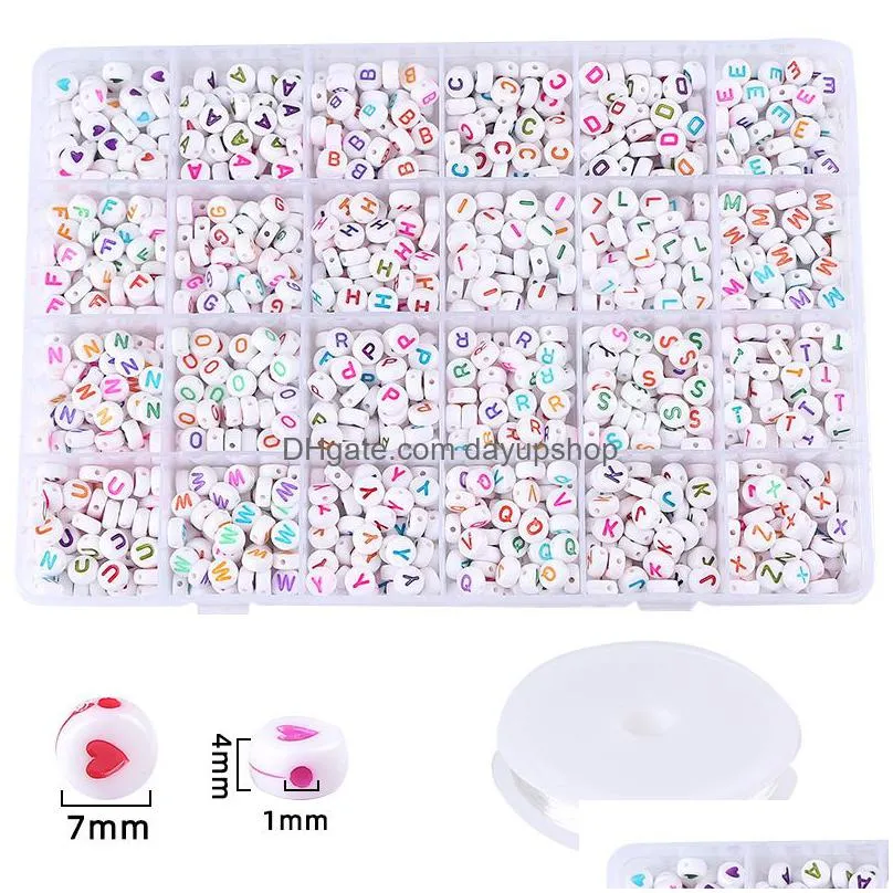 acrylic plastic lucite sqaure acrylic letter child puzzle beads box set for diy bracelet jewelry making accessory round alphabet spacer seed bead kits