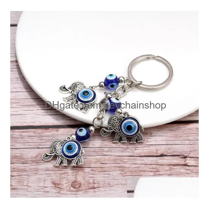 blue eye elephant keychain lucky elephants pendant key chain devil`s eyes pendants bag car keychains
