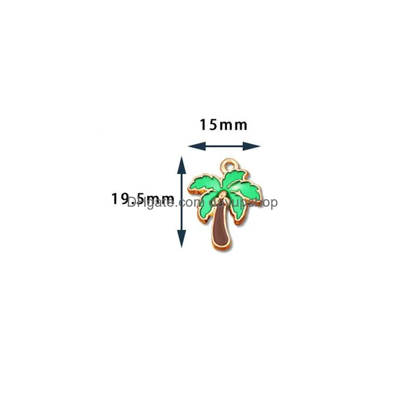 50pcs enamel coconut tree charms for diy jewelry making earrings pendants necklaces palm tree plant charm handmade accessories