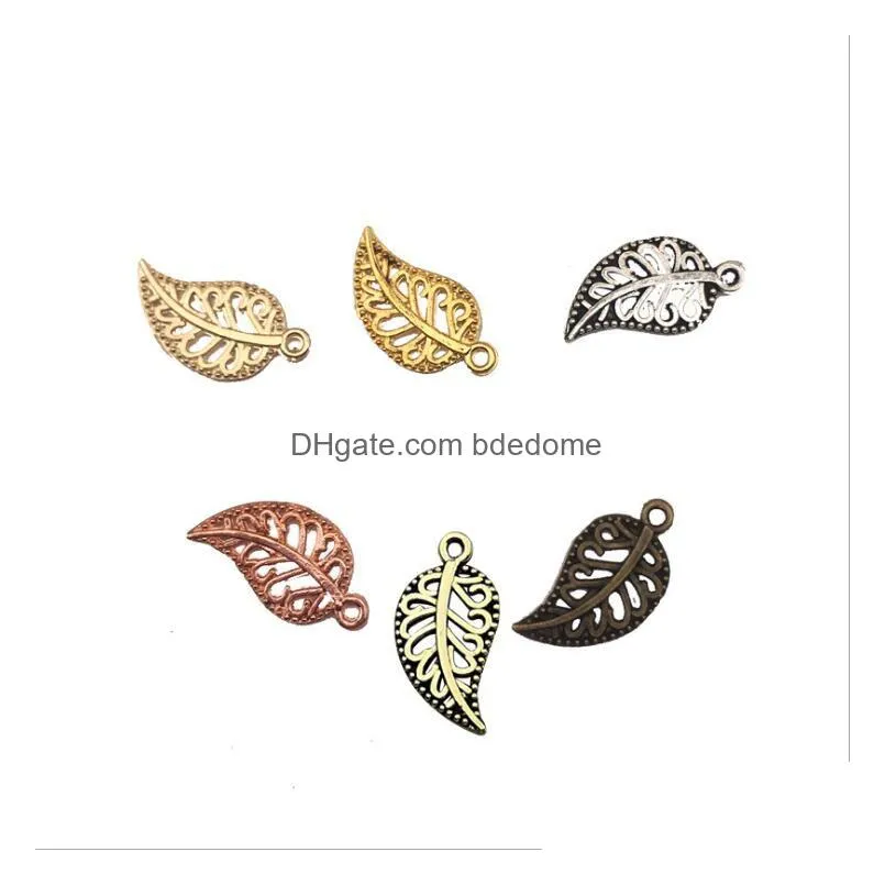 wholesale alloy leaves earring findings charms mix 210pcs vintage tibetan silver small hanging pendant earrings jewelry accessories 6