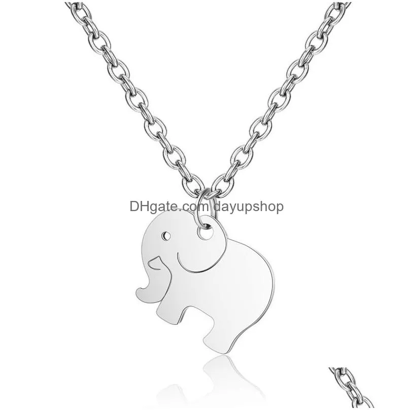 wholesale stainless steel necklace 2 models cute elephant pendent necklaces for women girls child gifts fashion animal jewelry new