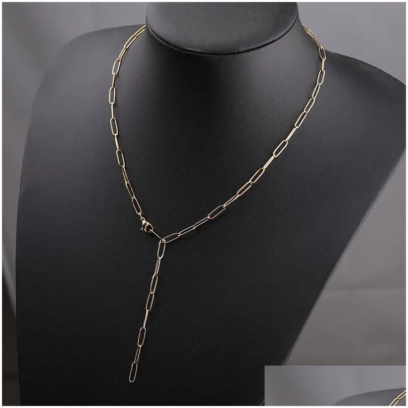 fashion stainless steel necklace long clavicle chain choker necklaces for women men boho diy jewelry gift collar hombres