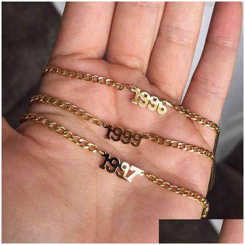 1980-1998 birth year anklet leg bracelet jewelry stainless steel rose gold color custom number anklet for women gifts