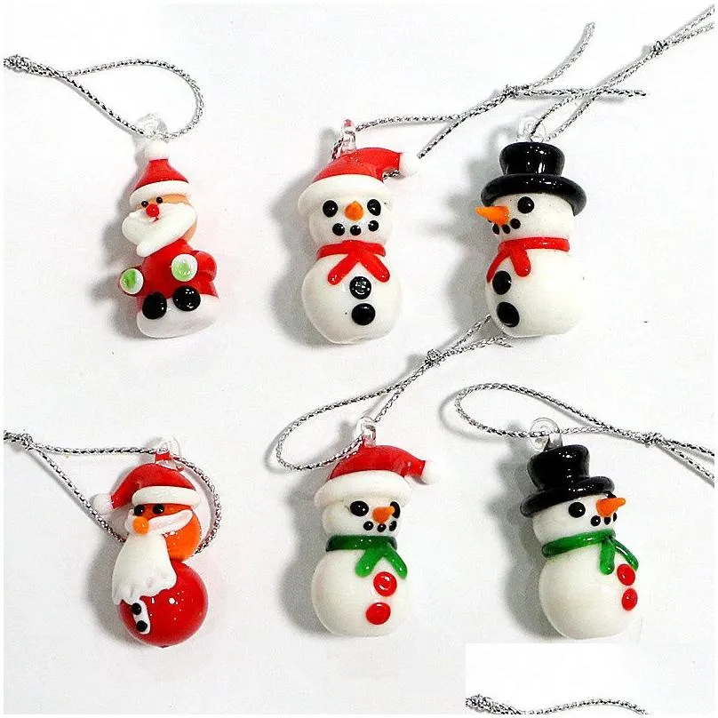 mini handmade glass christmas tree art figurines ornaments colorful high grade cute pendant xmas hanging decor charm accessories