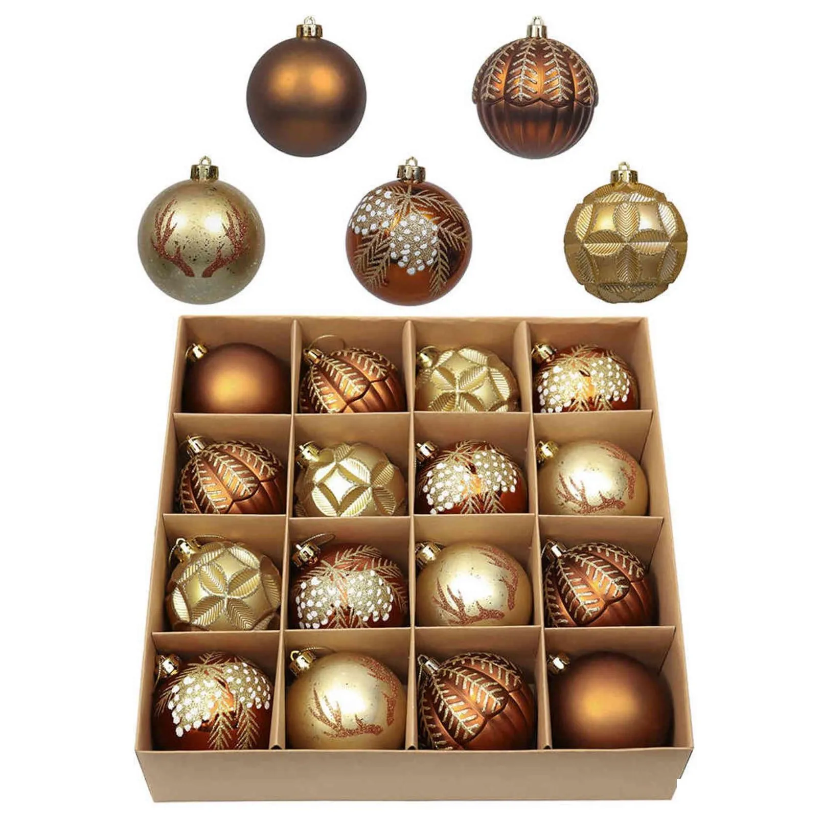 valery madelyn 16pcs 8cm christmas ball ornament red white christmas tree hanging bauble decorations pendant for home year 211109
