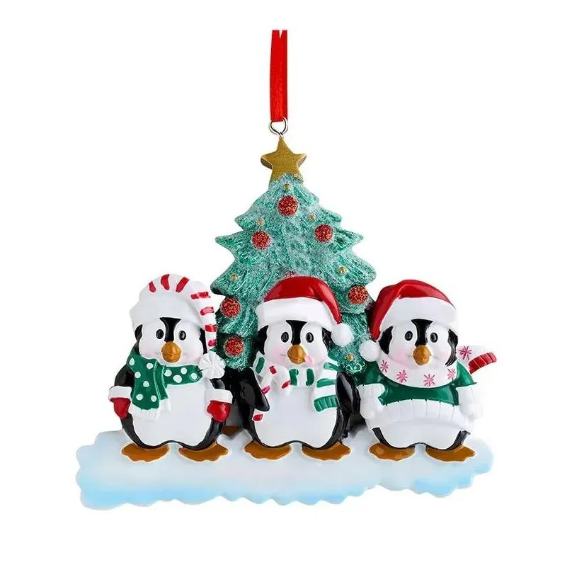 christmas family penguin ornament resin personalized home xmas tree decoration christmas room decor 