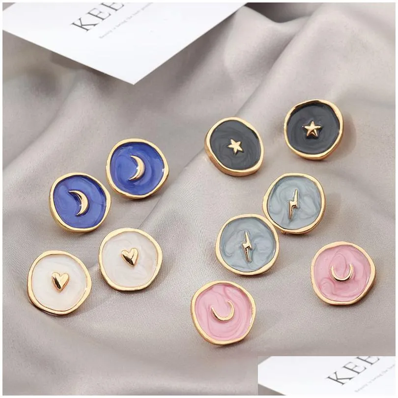 simple stars moon heart necklaces fashion women alloy long chains round love pendant necklace jewelry for girls