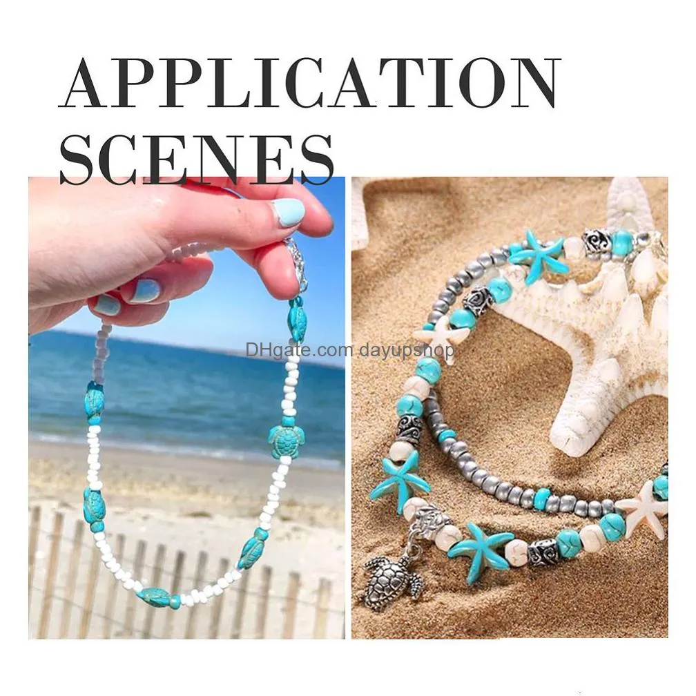 acrylic plastic lucite diy jewelry making kit synthetic turquoise beads starfish feather tortoise shape alloy european beads charms for diy bracelet