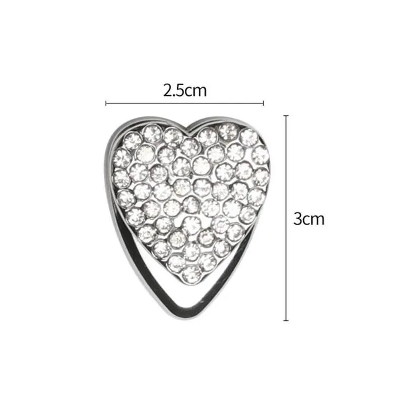 Interior Decorations Bling Heart Charm Car Hooks, Multifunctional Colorful Crystal Auto Backseat Hangers, Self-adhesive Wall Hanging Hook