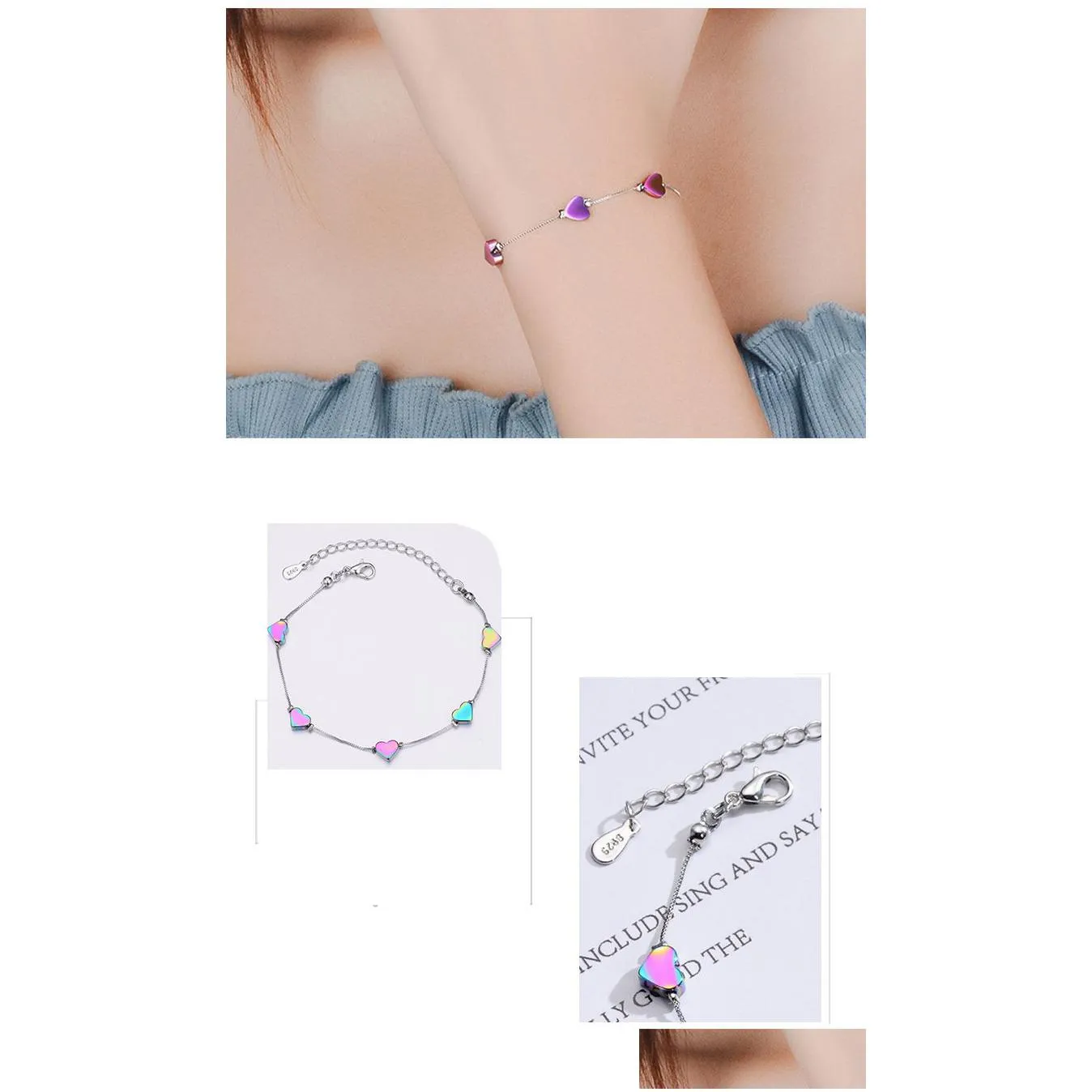Charm Bracelets New Fashion Simple Love Heart Bracelet For Women Girl Accessories Jewelry Wholesale Jewelry Bracelets Dh34B